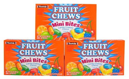 Fruit Chews Mini Bites Candy Coated Chews Movie Theater Box, 3.5 oz (Pack of 3)