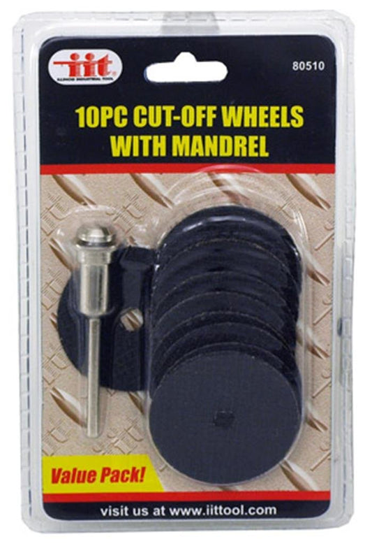 IIT 80510 Cut-Off Wheels with Mandrel, 10-Piece